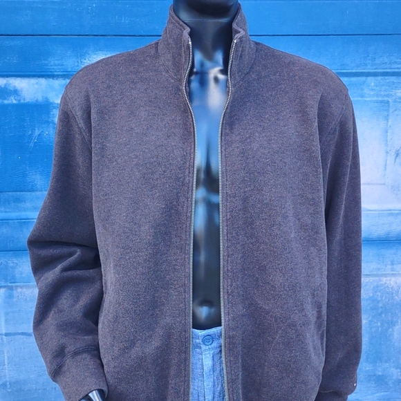 TOMMY HILFIGER MEN'S FULL ZIP COTTON BLEND JACKET W/THICK FAUX INTERIOR